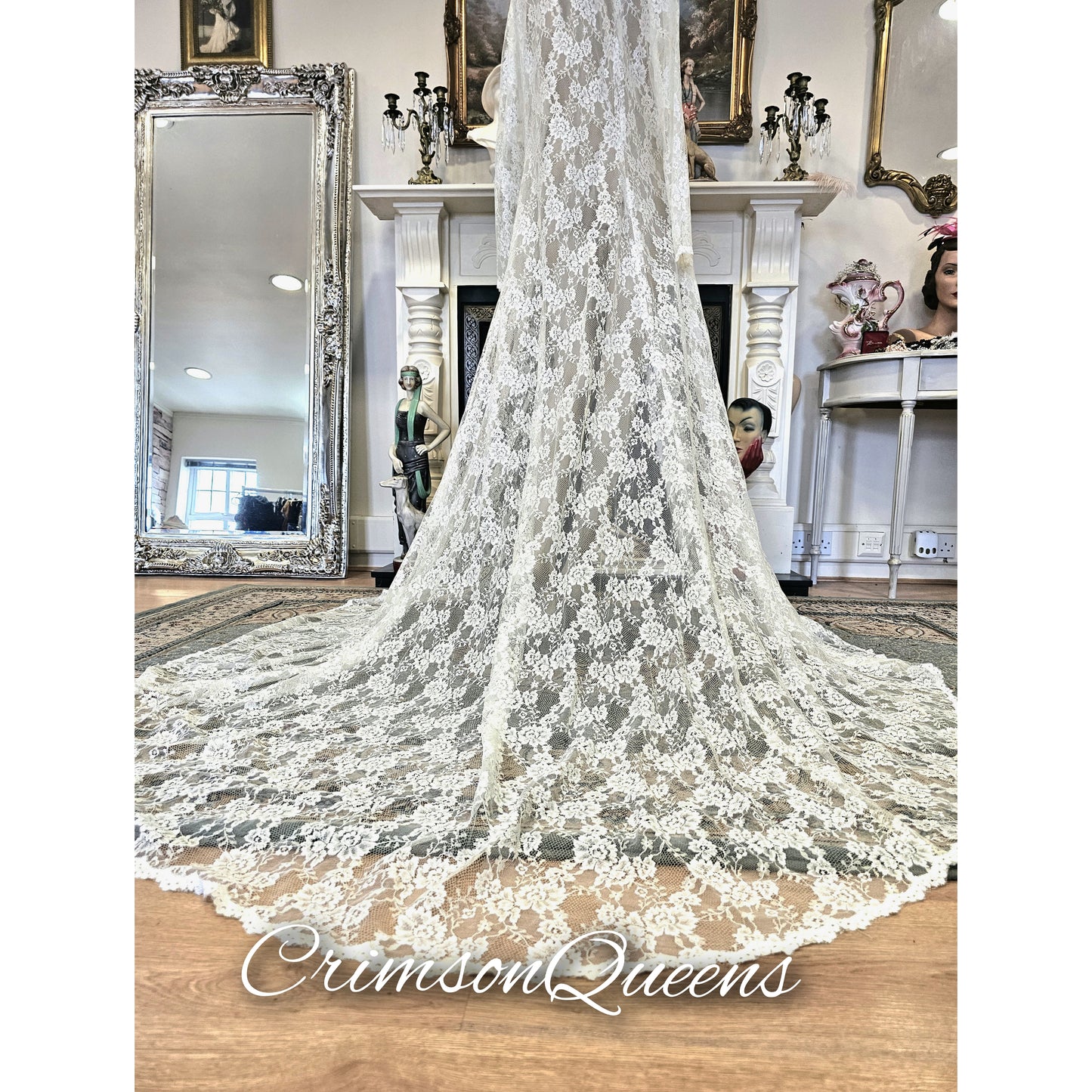 Extraordinary vintage Art Deco 1920s lace wedding long jacket duster wedding bridal coat cover size UK 16 US 12