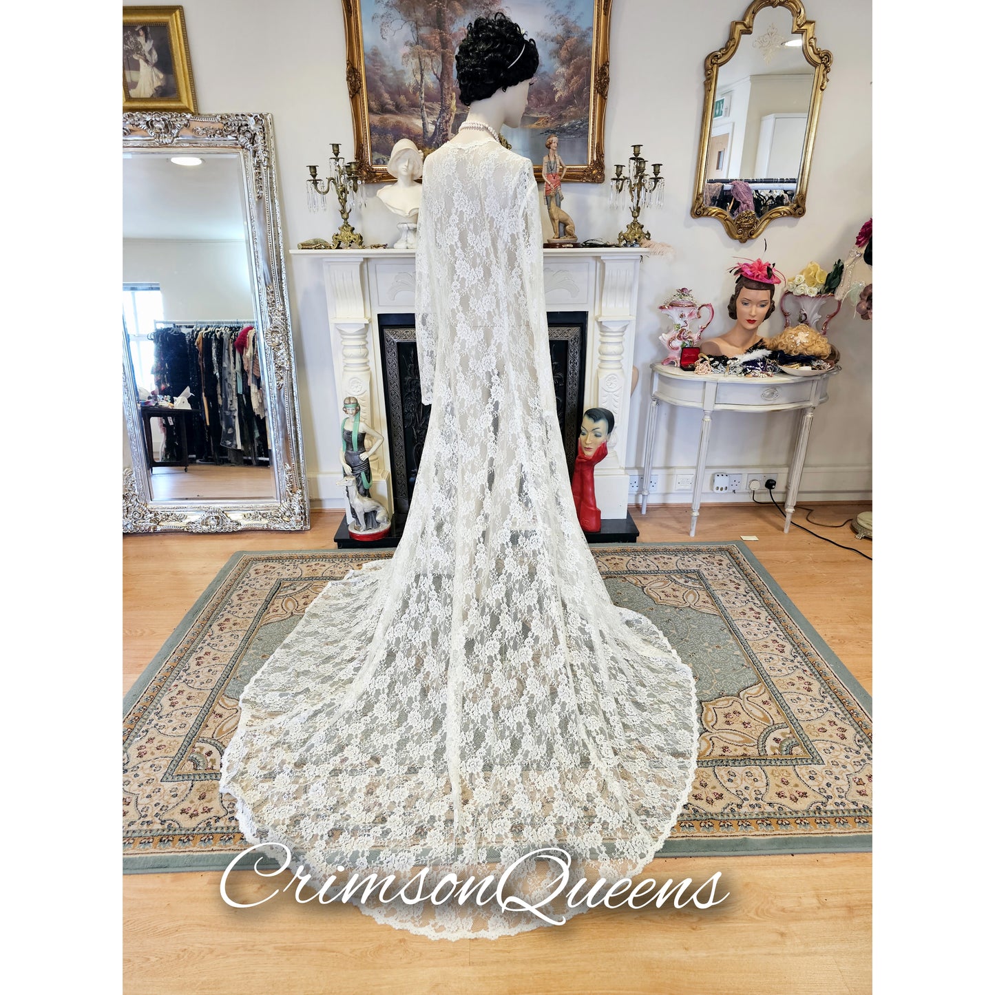 Extraordinary vintage Art Deco 1920s lace wedding long jacket duster wedding bridal coat cover size UK 16 US 12