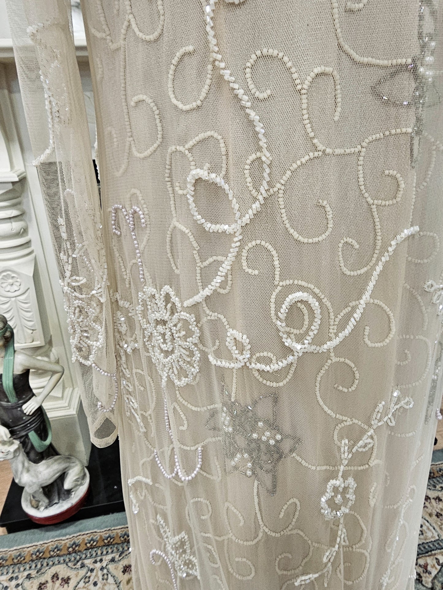 Extraordinary vintage Sue Wong Art Deco 1920s lace wedding long jacket duster wedding bridal coat cover size UK 6 US 2