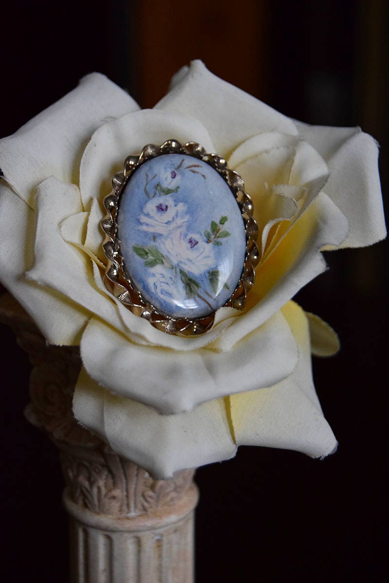 Antique Old Large Art Deco authentic 1920's 1930's crystal silver paste pin brooch pendant