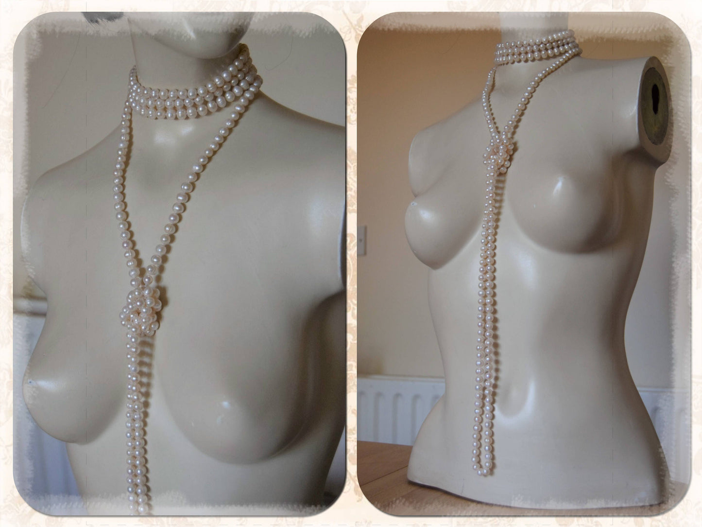 Art Deco 1920s Authentic Natural White Freswater String Of Pearls Extra Long Necklace 2 meters proper flapper length