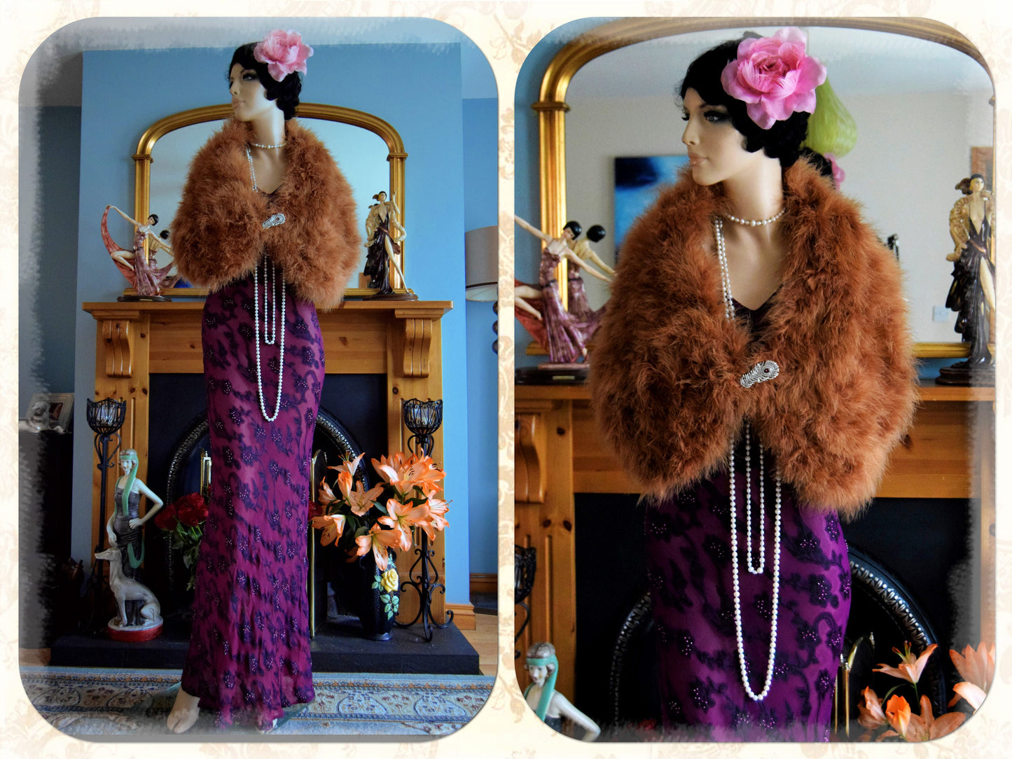1930s Silk Maxi gown flapper gown Evening Sheer Purple gown Downton Abbey gown Stage Hollywood Goddess gown Size UK 8 US 4