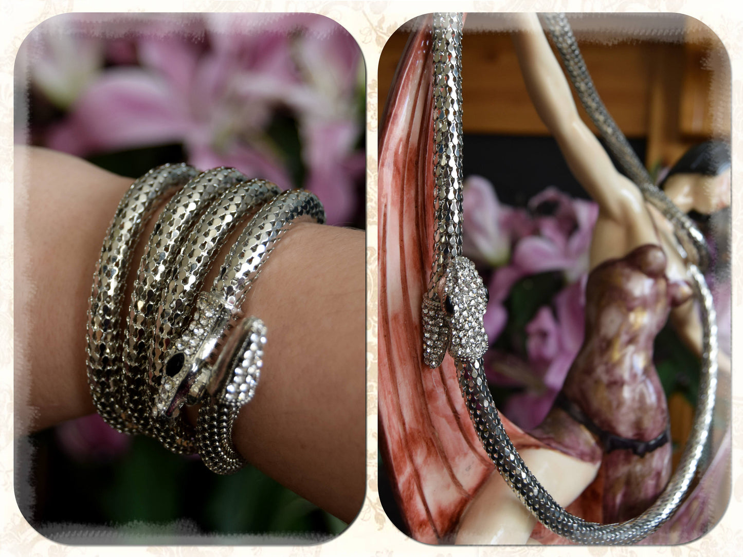 Art Deco Crystal gold Chain 1920's long snake necklace bracelet cuff can be used as a belt