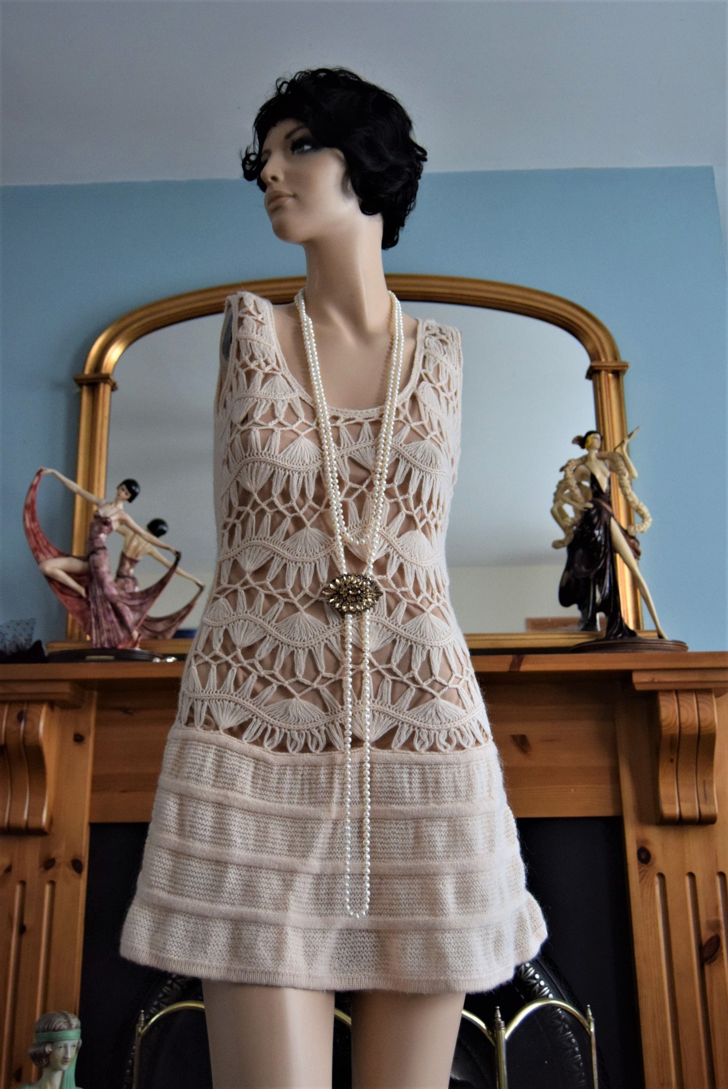 Vintage flapper Abbey 1920's day dress size UK 10 US 6