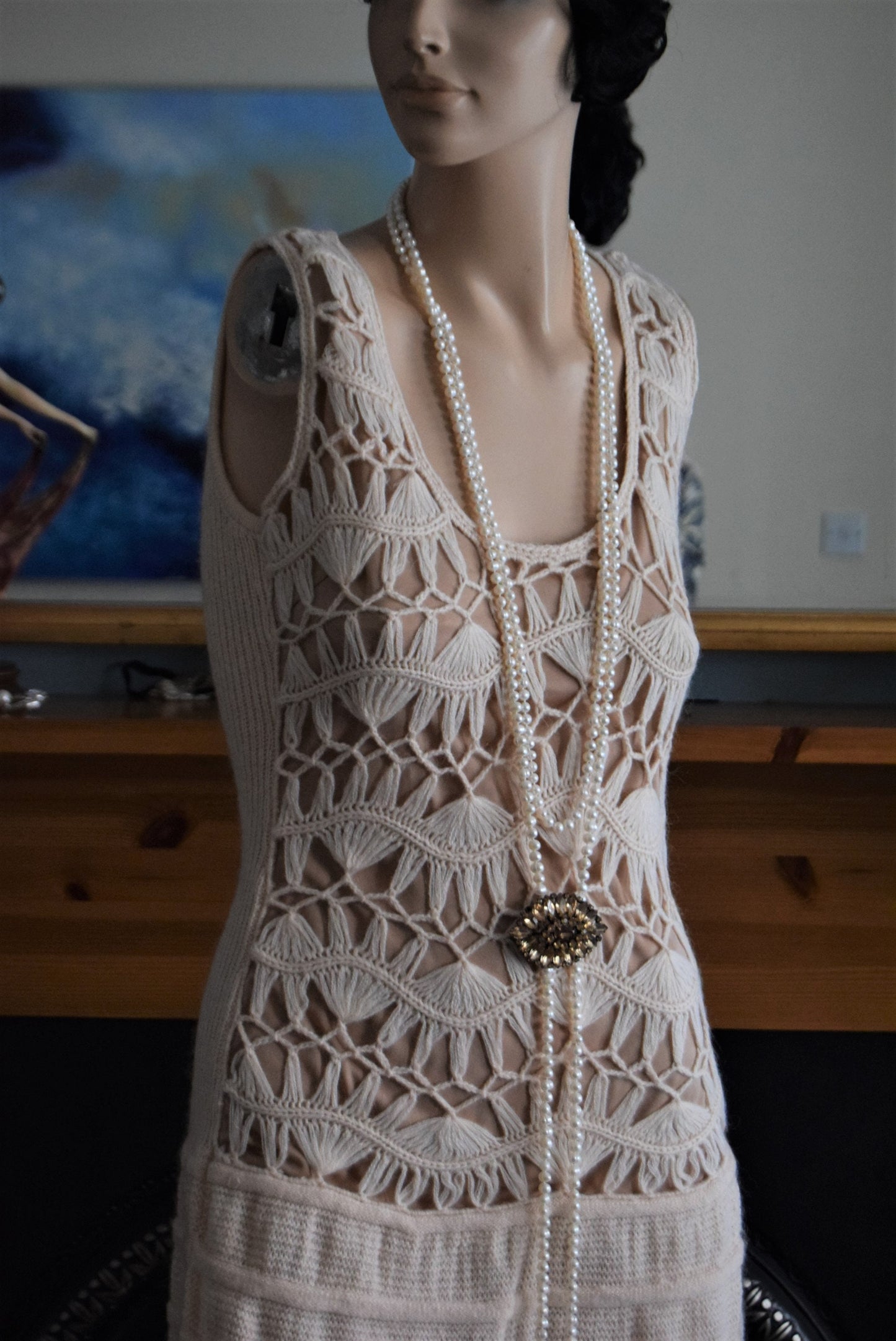 Vintage flapper Abbey 1920's day dress size UK 10 US 6