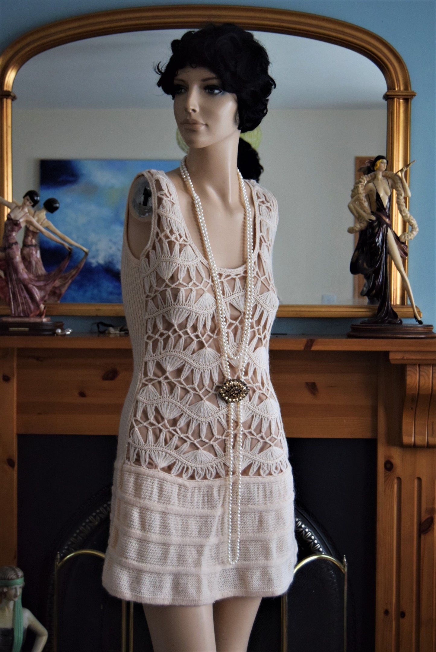 Vintage flapper Abbey 1920's day dress size UK 10 US 6