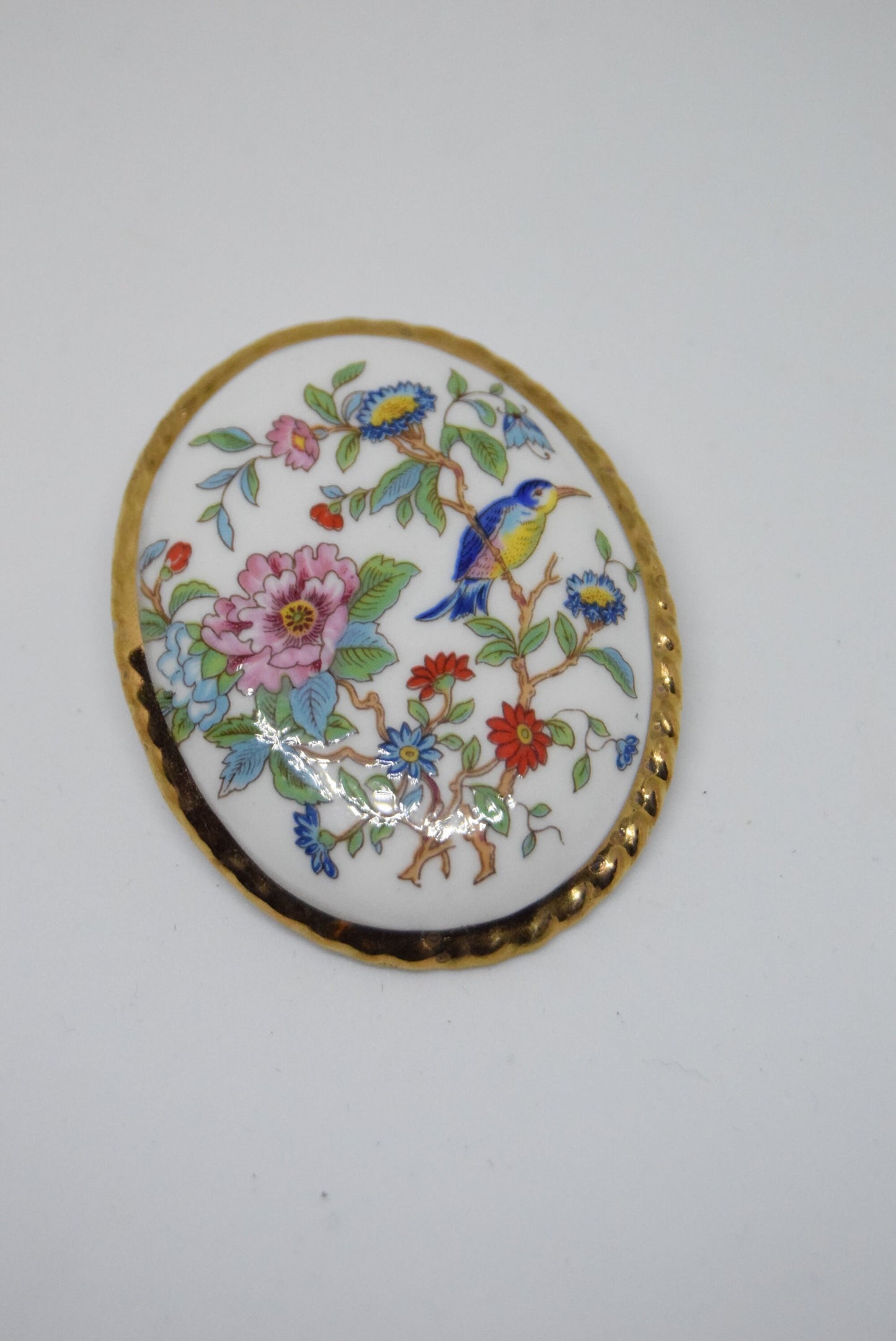 Vintage Art Nouveau Hand Painted Hand Crafted Vintage Floral Art Hummingbird Ceramic