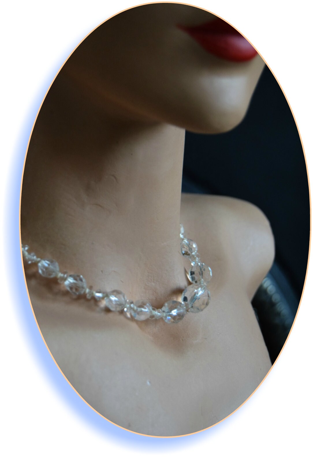 Vintage Beautiful 1940's Art Deco real clear crystal short necklace with exceptional lustre