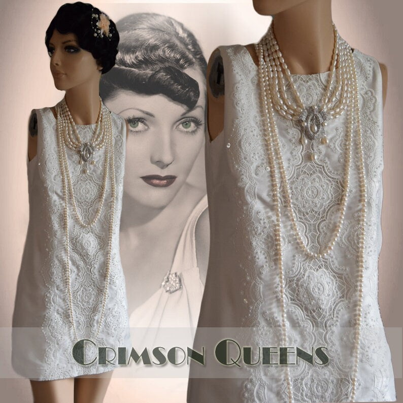 Beautiful Vintage 1920's 1960's silk mix Lyon Lace circle wedding summer dress size UK 8 US 4