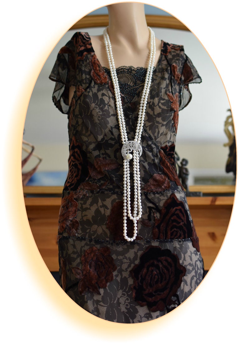 1930s gown Silk devore gown Great Gatsby gown Downton Abbey gown Oriental Devore Silk Velvet Floral Dress Evening Gown Size UK 8 US 4