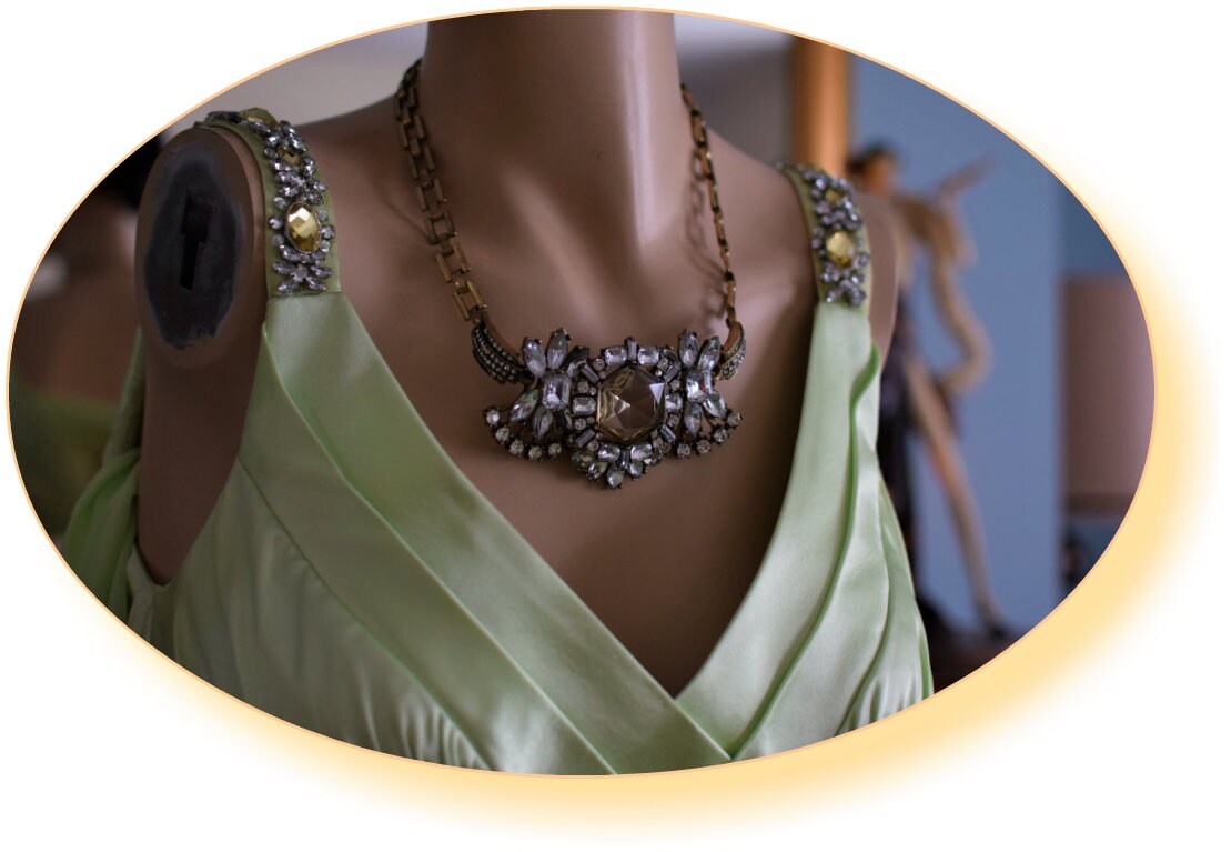 Beautiful Art Deco Statement Necklace withCrystal And Rhinestones so Eye catching trully magnificient