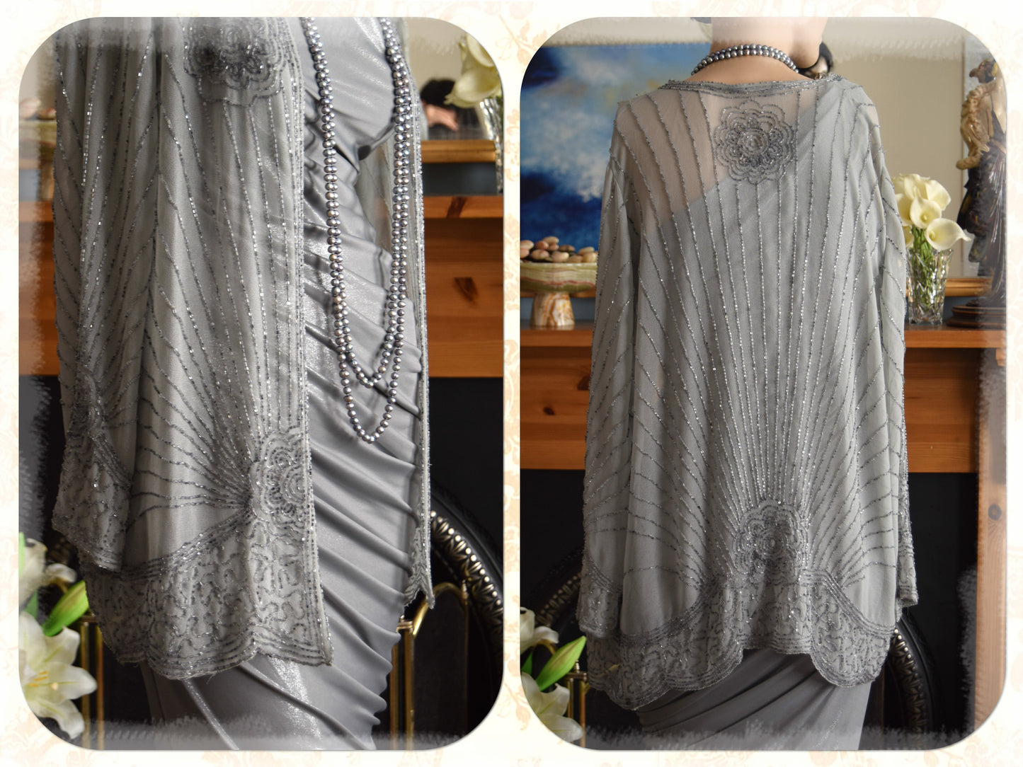 1930s dress 1930s evening gown Silver Floor length dress 1930s Evening Maxi gown Hollywood Goddess gown Silver Ball gown Size UK 8 US 4