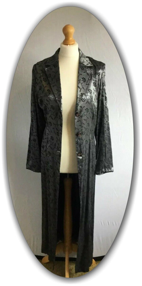 Brocade coat Victorian Coat Steampunk Coat 1920s coat flapper Coat Silk Maxi Edwardian Coat Liquid Satin Maxi Coat UK 14 16 US 10 12