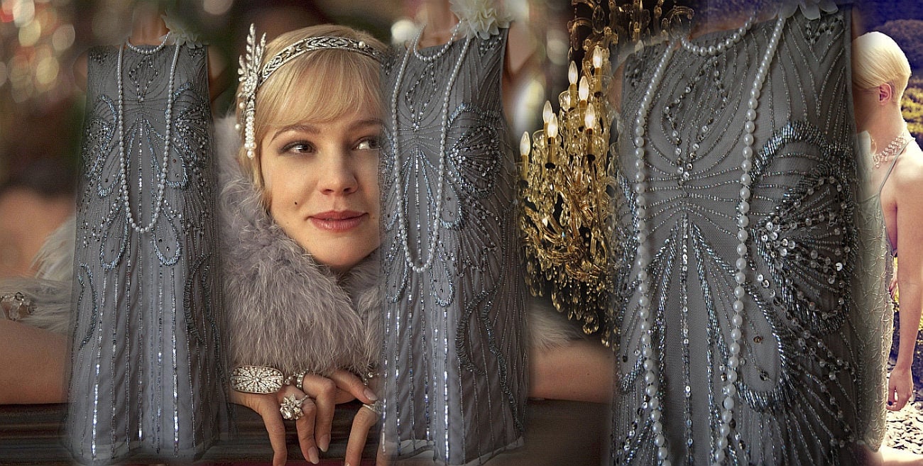 silver 1920s dress Silver 1920s Sequined Tassel Mesh Patchwork Dress