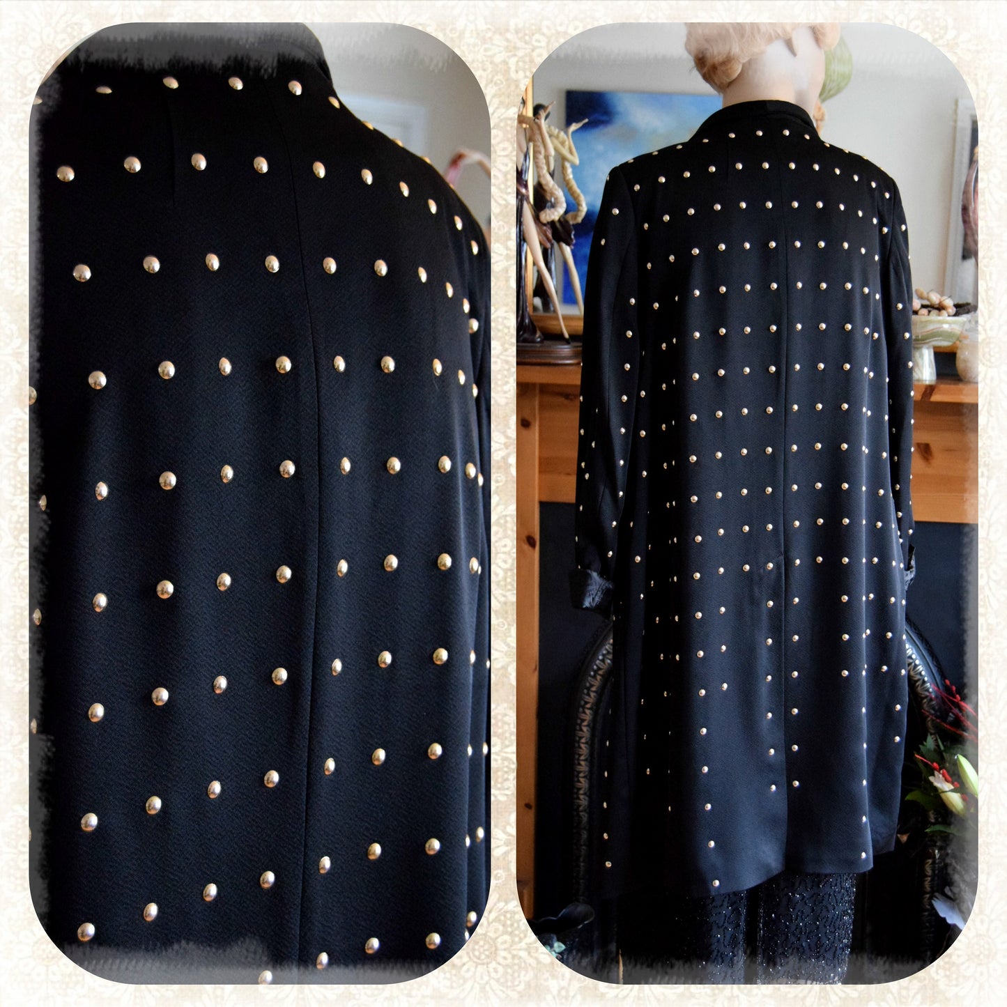Art Deco Long beaded studded jacket Great Gatsby Beaded jacket 1920s BIBA Jacket size UK 12 US 8