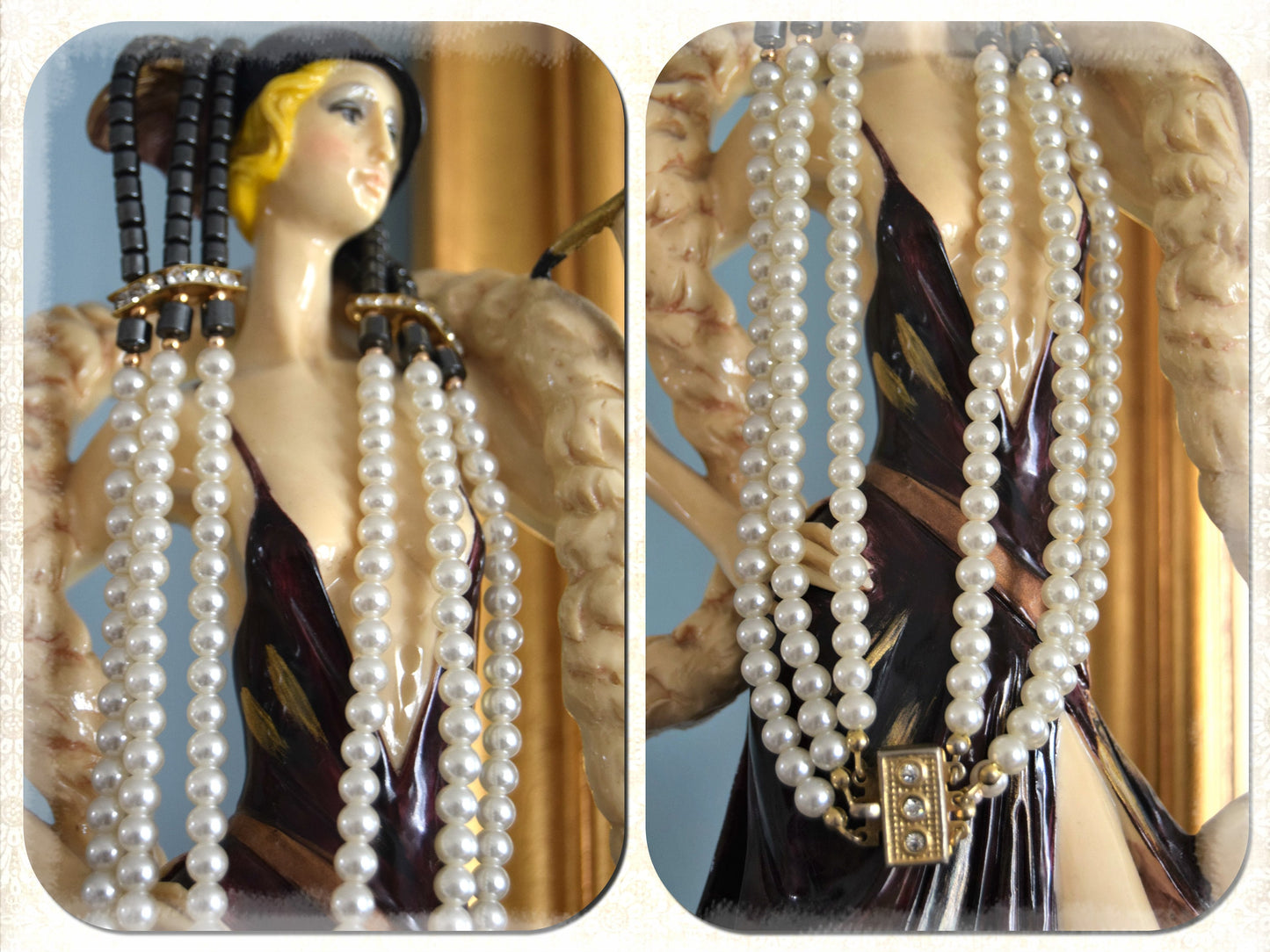Beautiful So well made Vintage princess Diana style necklace pearl silicon gold tone necklace 1920s necklace