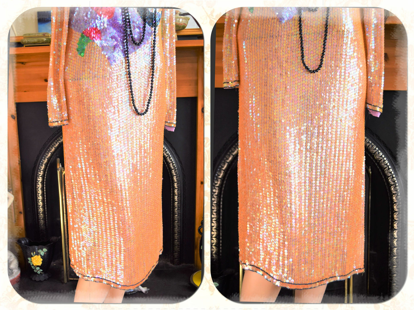 Outstanding Vintage flapper Great Gatsby dress Silk Beaded and Sequinned 1920's Art Deco Avant Garde Statement dress size UK 10 12 US 6 8