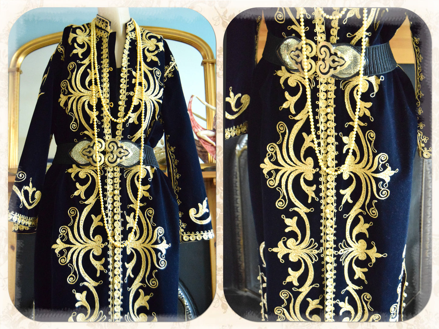 1970s original black persian velvet oriental coat bohemian long coat gypsy maxi coat boho velvet kaftan ethnic velvet robe size UK 12 US 8