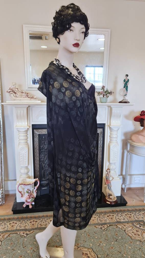 Art Deco ombre gold silver 1920's vintage flapper evening dress by Balenciaga size UK 8 10 US 4 6