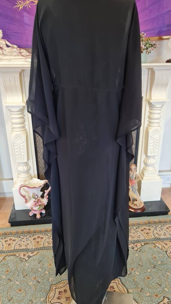 1970's Bohemian Sheer Kaftan 1920s flapper beach summer holiday Art Deco Miss Fisher kaftan duster dress size Uk 12 US 8