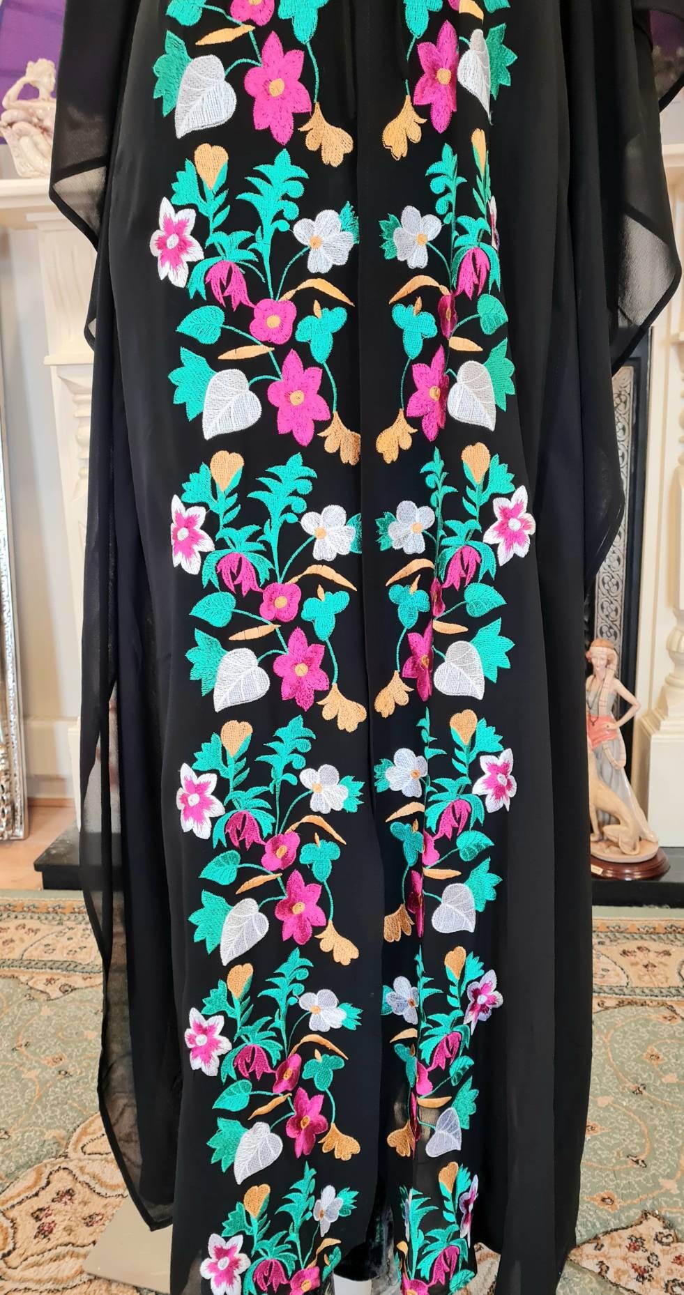 1970's Bohemian Sheer Kaftan 1920s flapper beach summer holiday Art Deco Miss Fisher kaftan duster dress size Uk 12 US 8