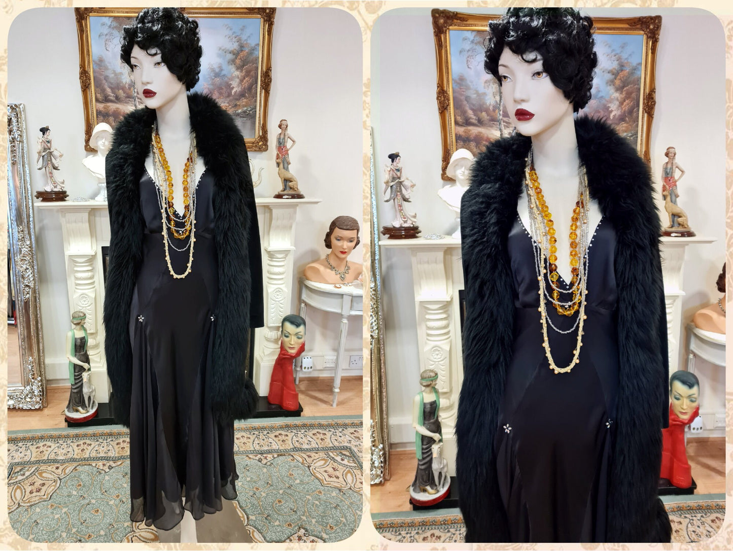 Vintage Penny Lane 1970s Beautiful thick embroidered Long Lamb Mongolian fur hippy bohemian gypsy winter blacksuede coat UK 8 US 4 Small