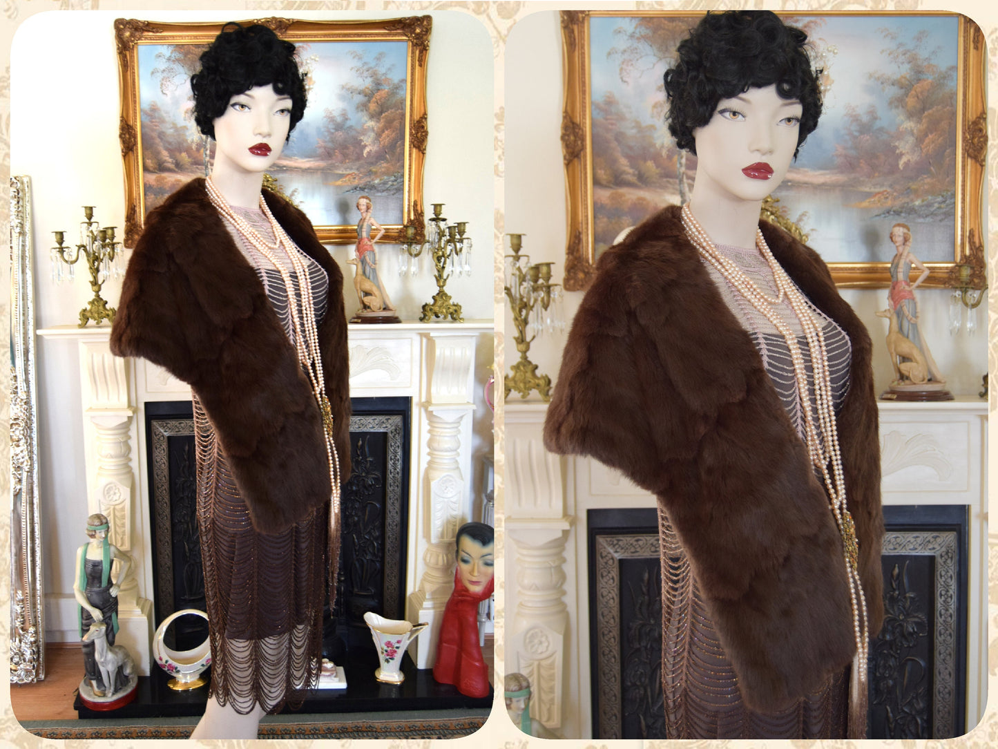 Flapper dress 1920s dress Great Gatsby dress Art Deco dress Vintage Heavily Beaded crocheted Gold Coper Ombre Dress Size UK 10 US 6 10
