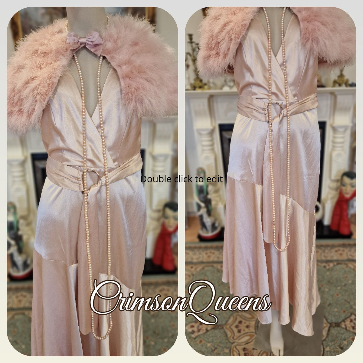 Beautiful blush pink vintage satin liquid silk boas cut pastel Downton Abbey Romantic soft satin silk cocktail dress mazing size UK 10 US 6