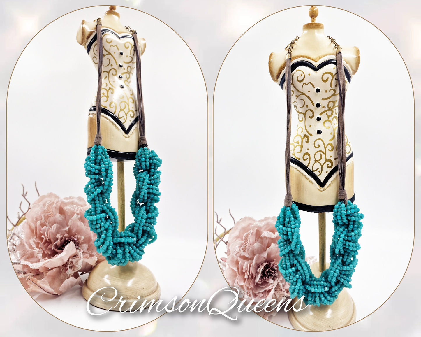 Art Deco 1920's Turquoise Blue necklace flapper bohemian gypsy style