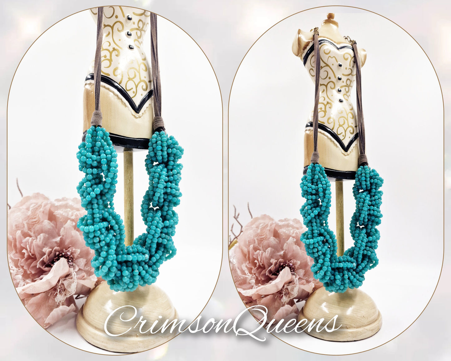 Art Deco 1920's Turquoise Blue necklace flapper bohemian gypsy style