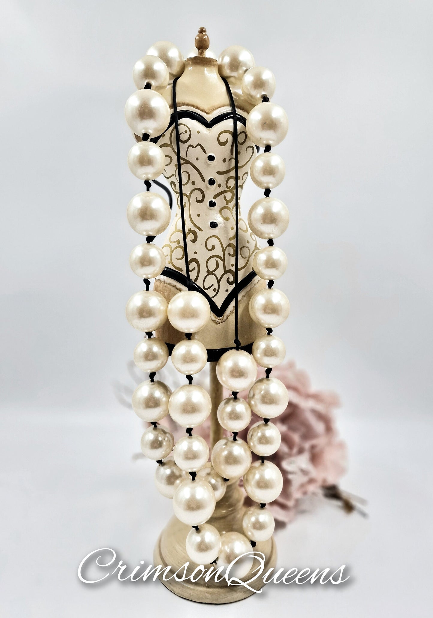 Vintage statement large extra long lustre pearl oversized crystal flapper necklace gypsy bohemian long necklace necklace