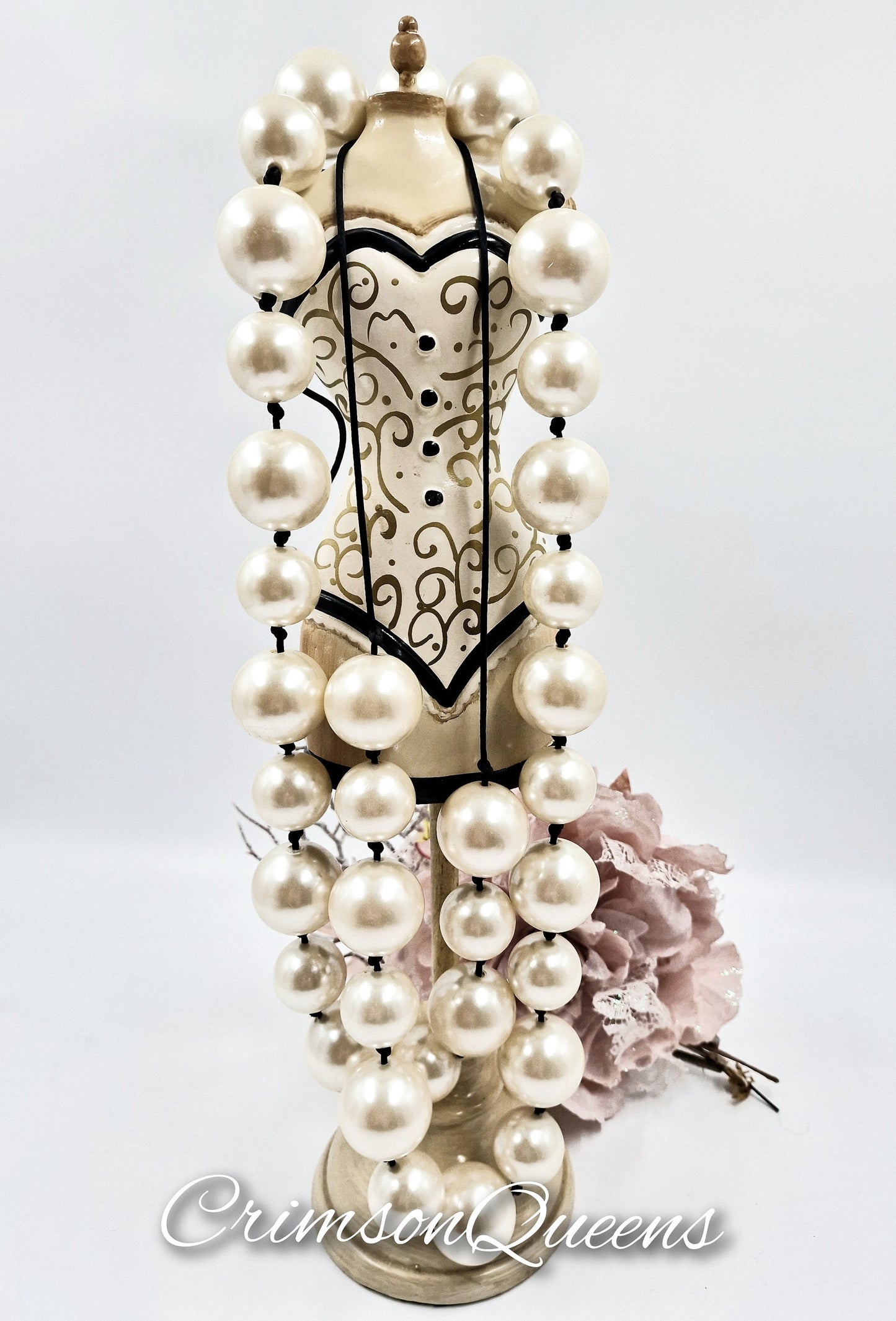 Vintage statement large extra long lustre pearl oversized crystal flapper necklace gypsy bohemian long necklace necklace