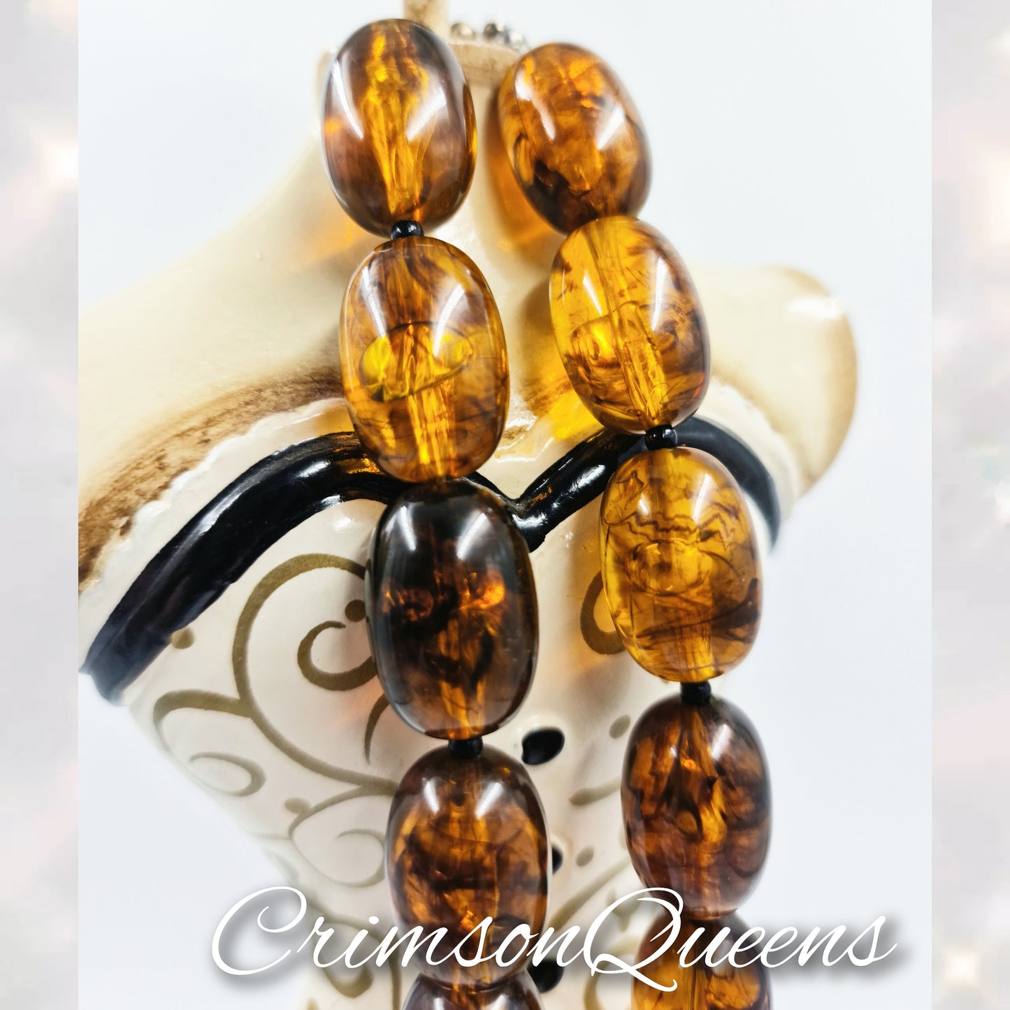 Beautiful Art Deco Statement Amber lucite and Chunky Statement retro necklace