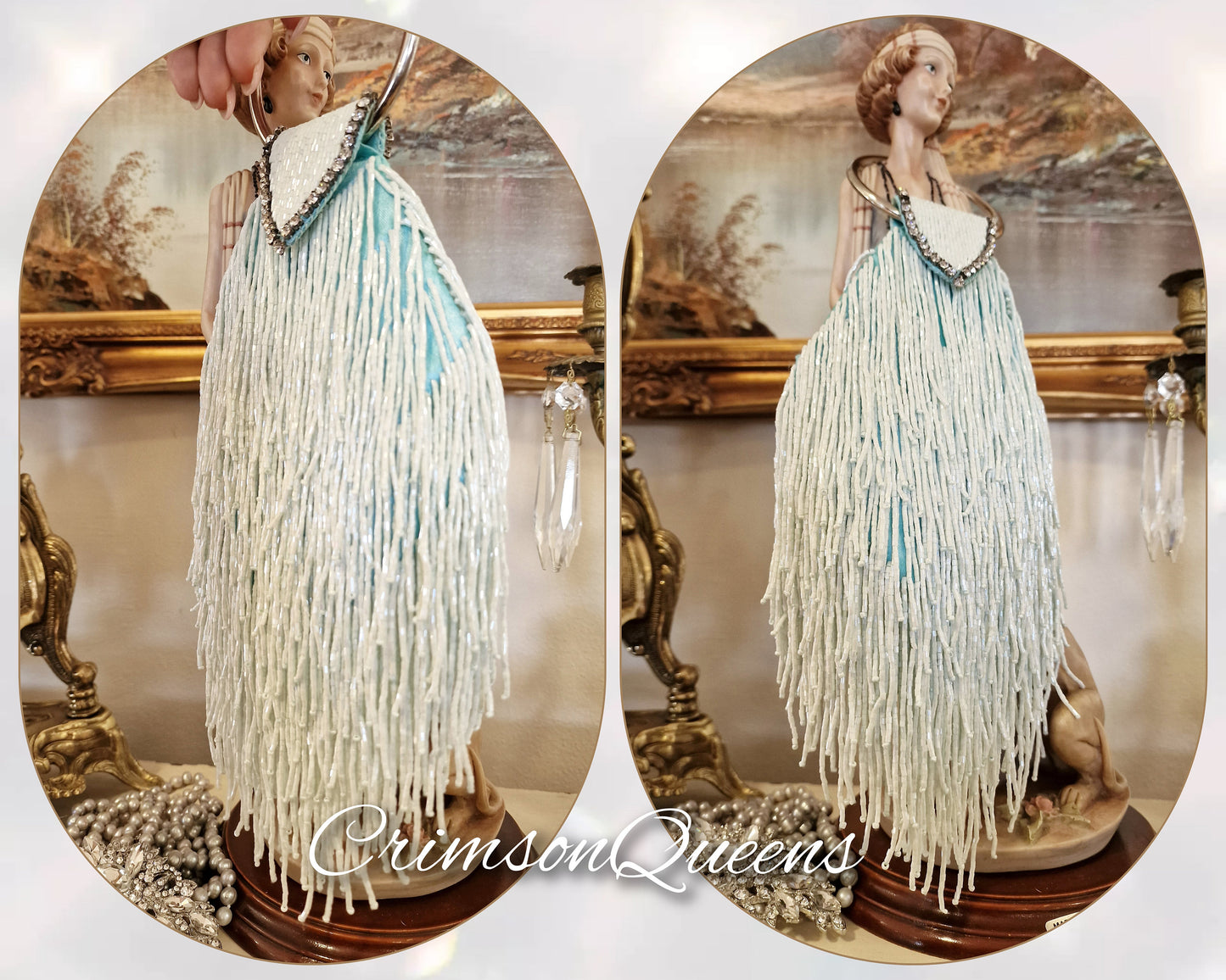 flapper evening bag 1920s tasseled bag flapper beaded bag vintage beaded bag turquoise blue beaded tassel bag Art Deco evening bag purse