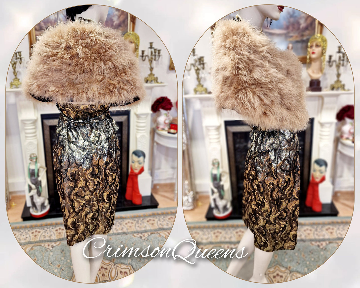 Outstanding Avant Garde Retro Vamp vintage mesmerising gold lame Gatsby metallic 1920s 1930s dress size UK 12 US 8