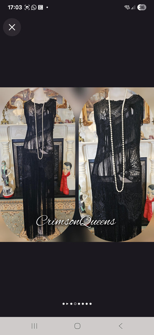 Flapper Great Gatsby dress 1920s 1930s maxi dress size UK 8 10 US 4 6 and matching bag