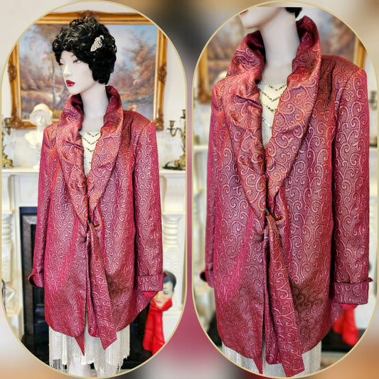 Vintage opera jacquard Art Deco 1920s exquisite midi coat jacket  size UK 20 US 16