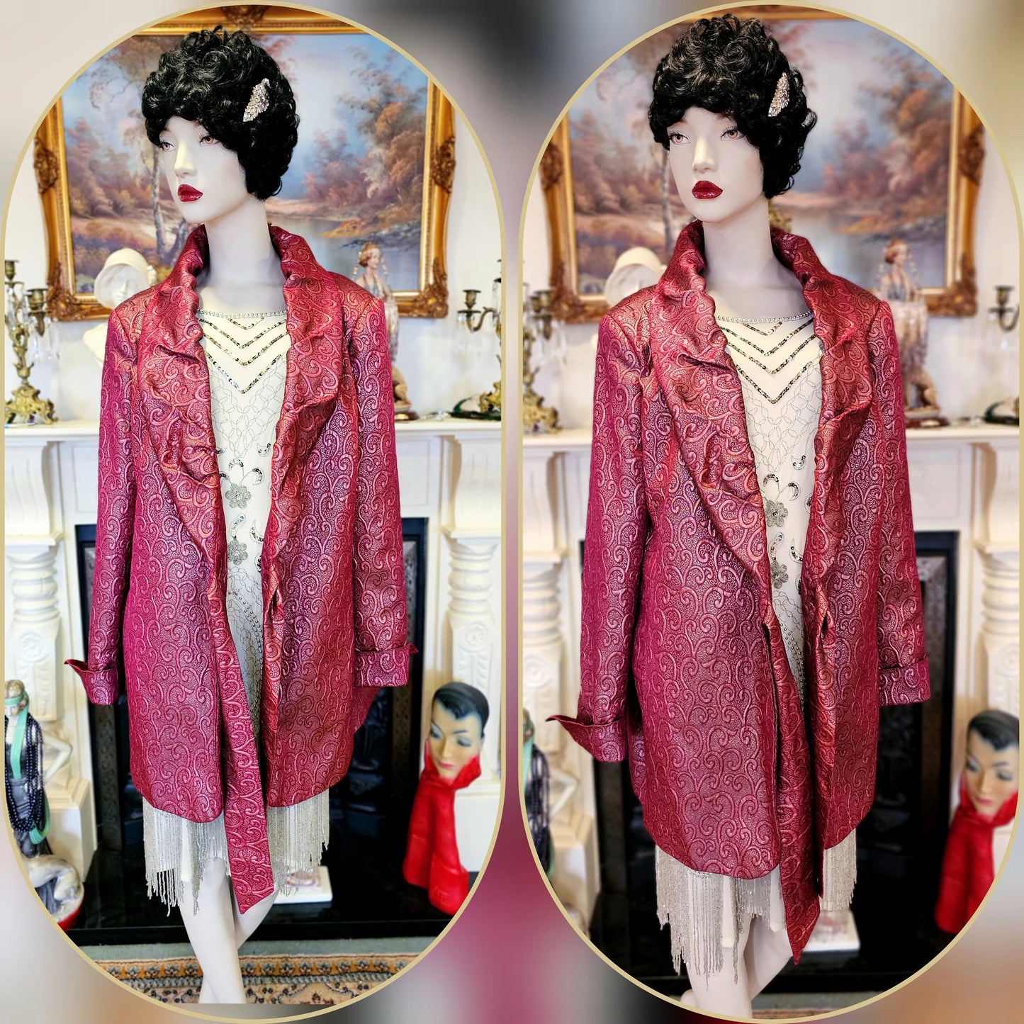 Vintage opera jacquard Art Deco 1920s exquisite midi coat jacket  size UK 20 US 16