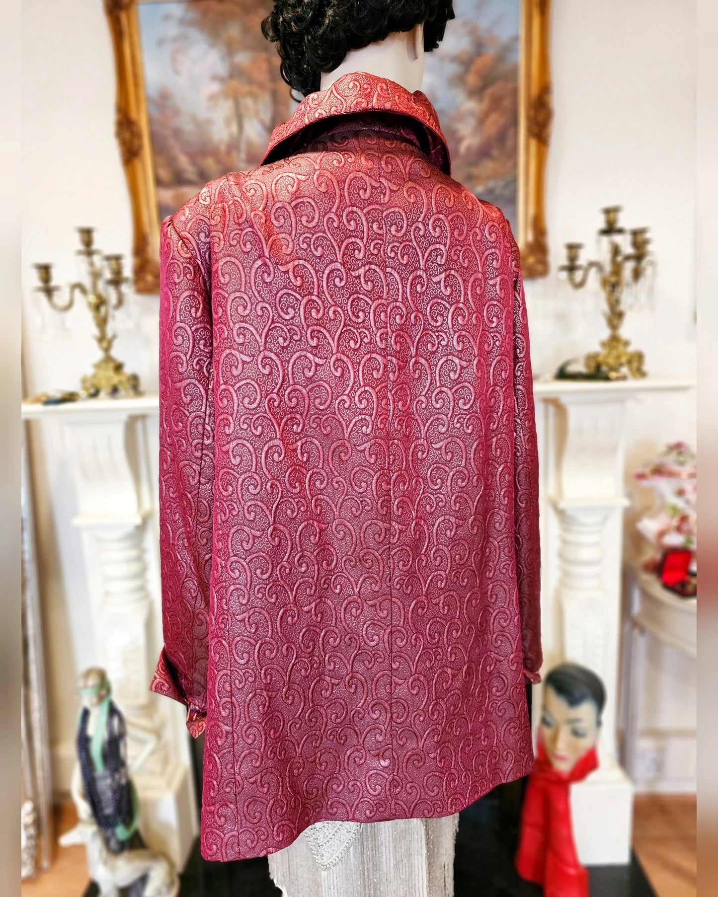 Vintage opera jacquard Art Deco 1920s exquisite midi coat jacket  size UK 20 US 16