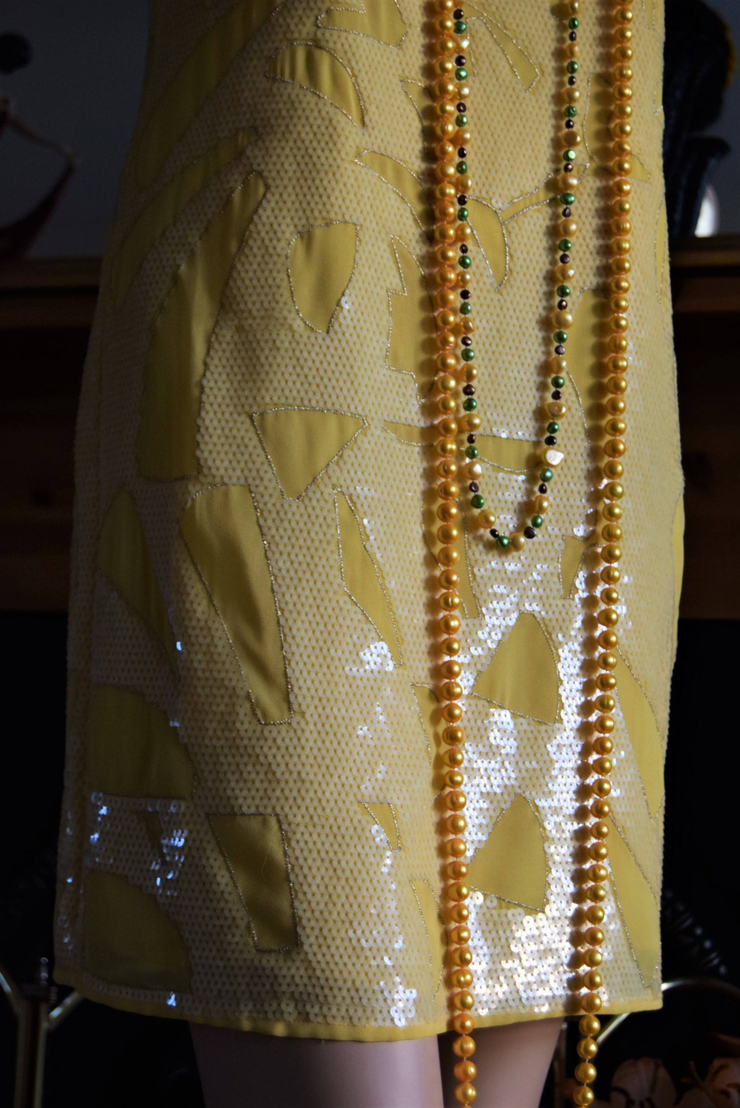 flapper dress 1920s dress flapper sequin dress Great Gatsby dress flapper yellow dress 1920s yellow dress Charlston dress size UK 10 US 6