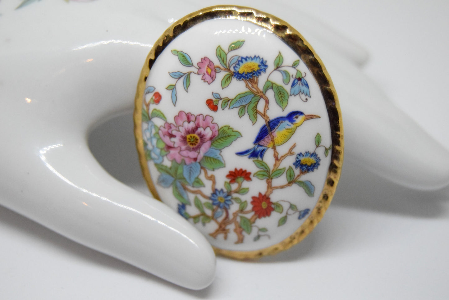 Vintage Art Nouveau Hand Painted Hand Crafted Vintage Floral Art Hummingbird Ceramic