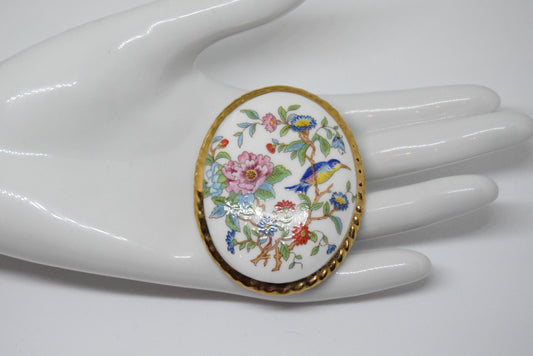 Vintage Art Nouveau Hand Painted Hand Crafted Vintage Floral Art Hummingbird Ceramic