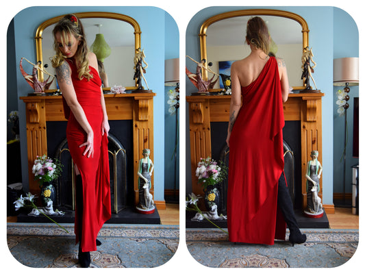 1930s Gown 1930 Floor length Gown Great Gatsby gown Downton Abbey Gown Ralph Lauren Gown Vintage Goddess Maxi Draped Gown Size UK 8 US 4