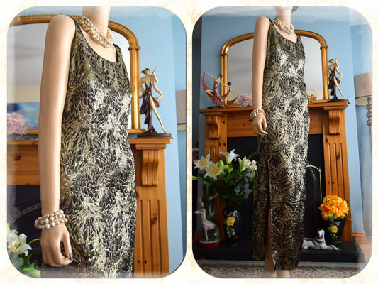 Outstanding Vintage Mesmerising Gold Lame Gatsby Metallic 1920s 1930s dress size UK 8 US 4