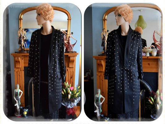 Art Deco Long beaded studded jacket Great Gatsby Beaded jacket 1920s  BIBA Jacket size UK 12 US 8