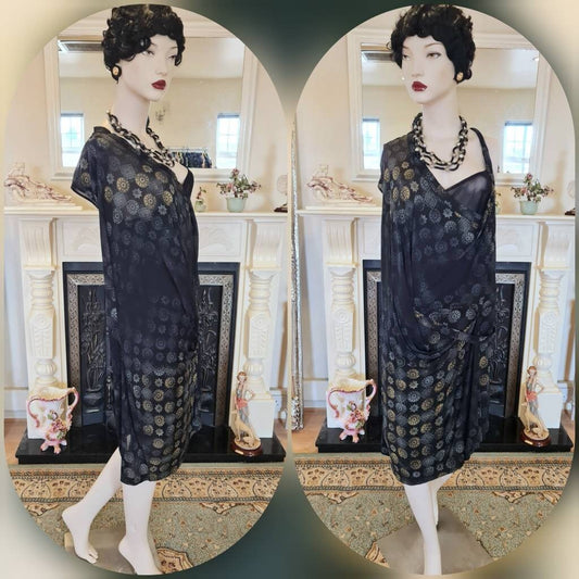 Art Deco ombre gold silver 1920's vintage flapper evening dress by Balenciaga size UK 8 10 US 4 6