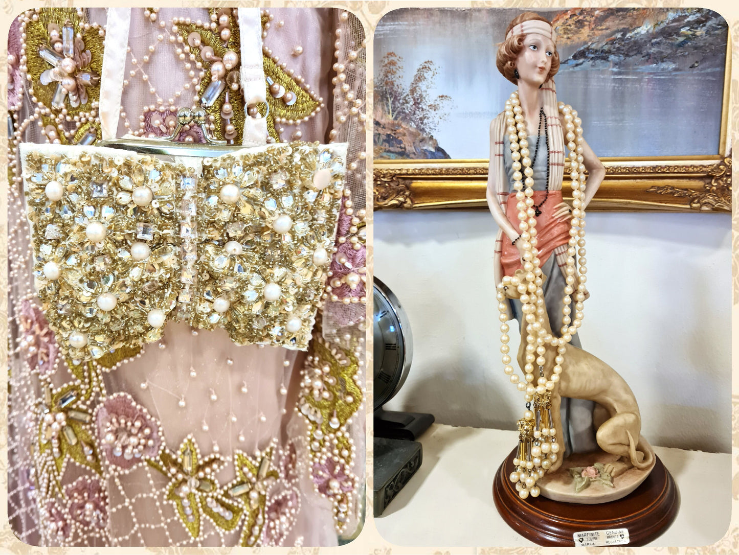 Flapper evening bag 1920 encrusted with jewels bag vintage beaded bag gold beaded sequinned bag Art Deco evening bag purse